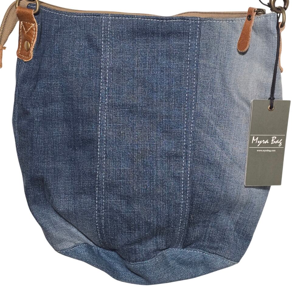 NWT Myra Bag Patchwork Denim Shoulder Bag Retro 70s Hippie Boho Beryl Upcycled - Picture 3 of 10